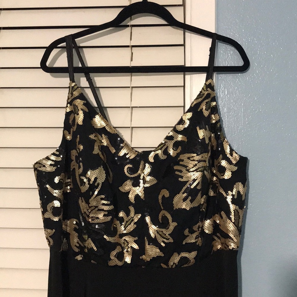 Social Code Long Formal Black with Gold Detail